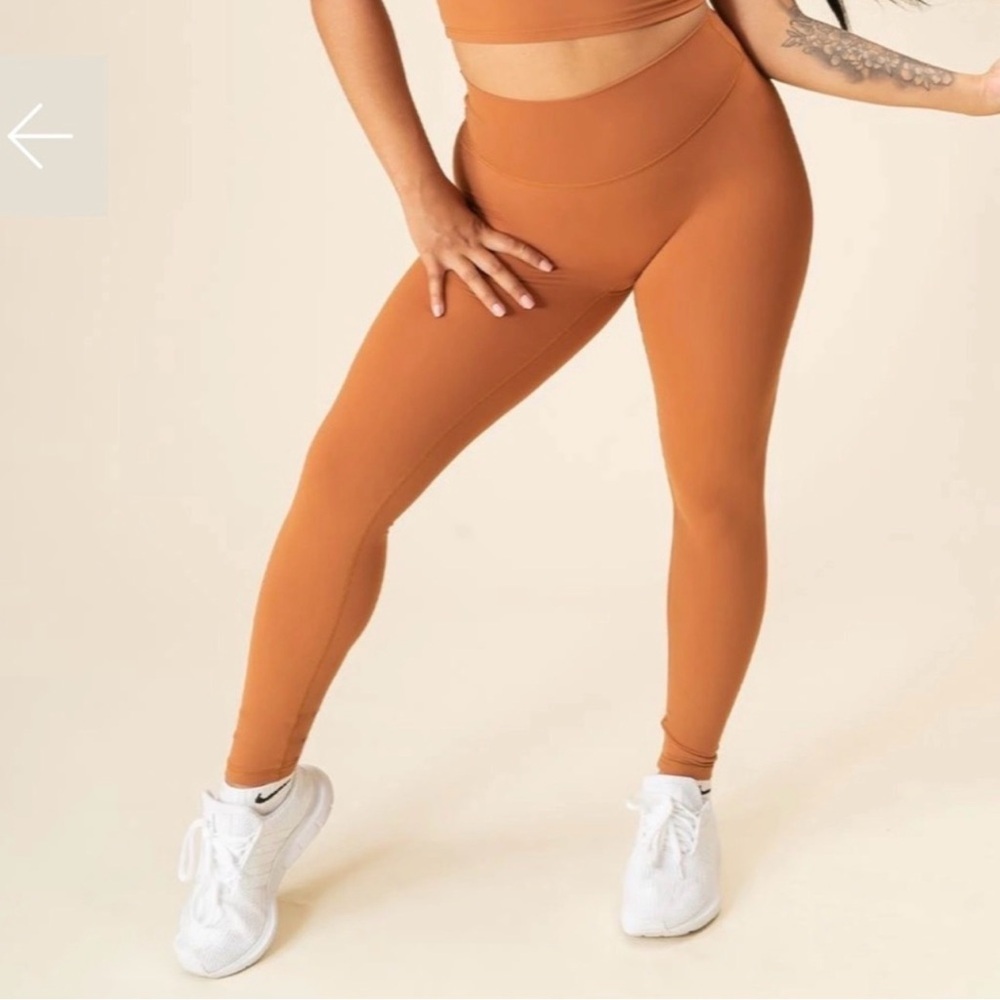 Paragon High Rise Athletic Leggings Brown Orange Size XS
